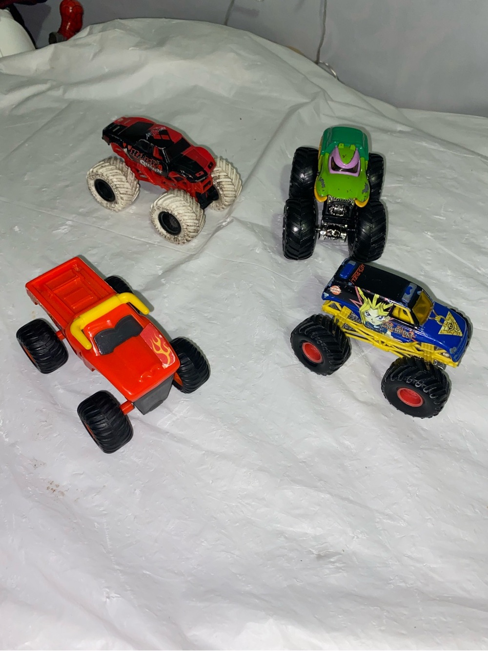 Kids Monster Truck Toy Set - Red, Green, Blue & Black